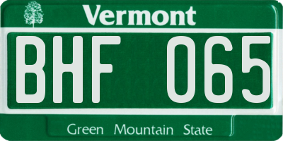 VT license plate BHF065