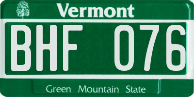 VT license plate BHF076