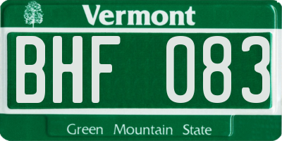 VT license plate BHF083