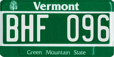 VT license plate BHF096