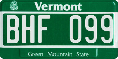 VT license plate BHF099