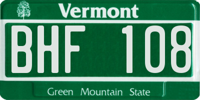 VT license plate BHF108