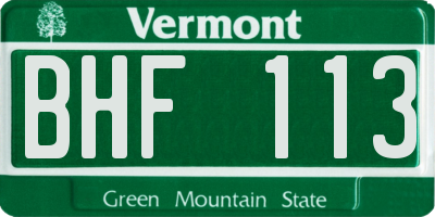 VT license plate BHF113