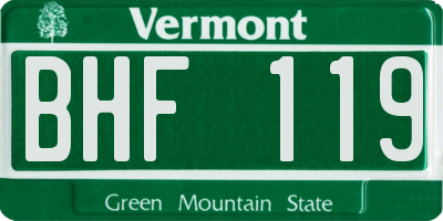 VT license plate BHF119