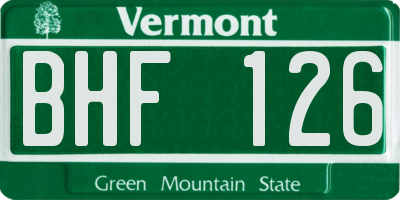 VT license plate BHF126