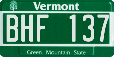 VT license plate BHF137
