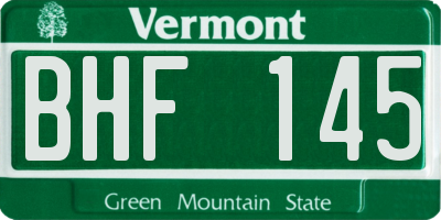 VT license plate BHF145