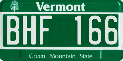 VT license plate BHF166