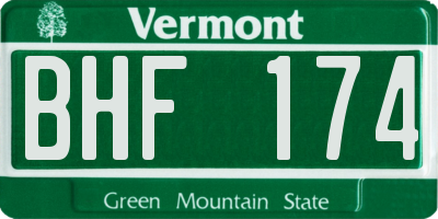 VT license plate BHF174