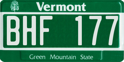 VT license plate BHF177