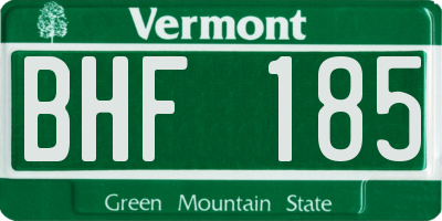 VT license plate BHF185