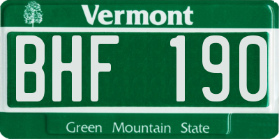 VT license plate BHF190
