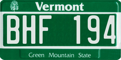 VT license plate BHF194