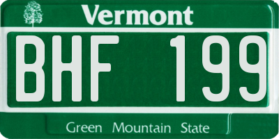 VT license plate BHF199
