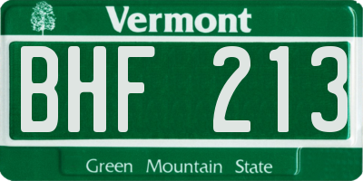 VT license plate BHF213
