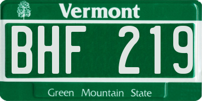 VT license plate BHF219
