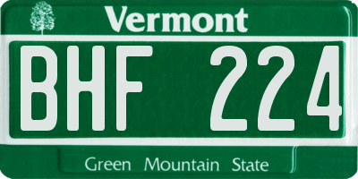 VT license plate BHF224