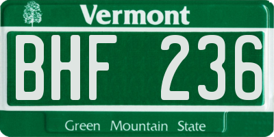 VT license plate BHF236