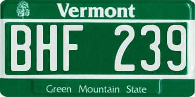 VT license plate BHF239