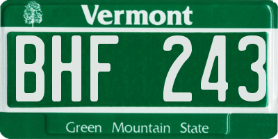 VT license plate BHF243