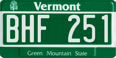 VT license plate BHF251