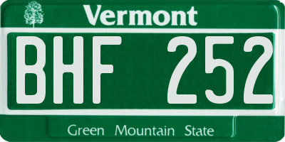 VT license plate BHF252
