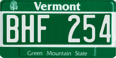 VT license plate BHF254