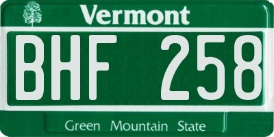 VT license plate BHF258