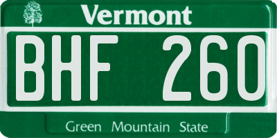 VT license plate BHF260