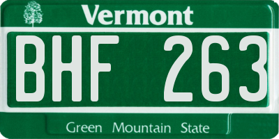 VT license plate BHF263