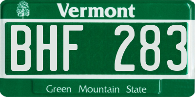 VT license plate BHF283