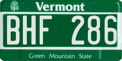 VT license plate BHF286