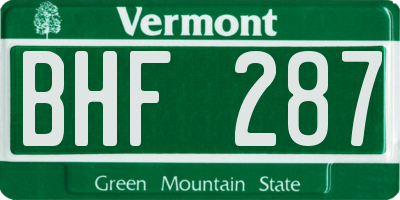 VT license plate BHF287