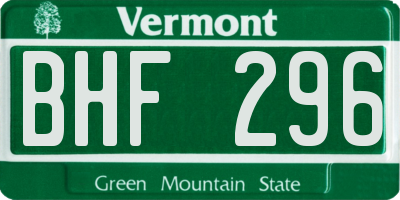 VT license plate BHF296