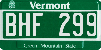 VT license plate BHF299