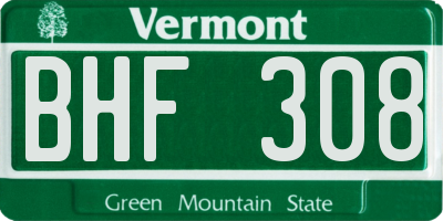 VT license plate BHF308