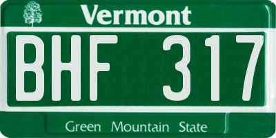 VT license plate BHF317
