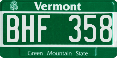 VT license plate BHF358