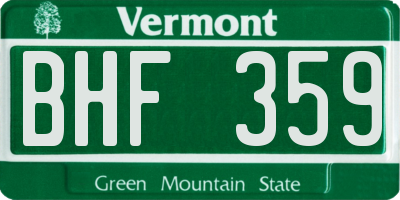 VT license plate BHF359