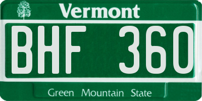 VT license plate BHF360