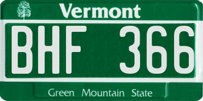 VT license plate BHF366