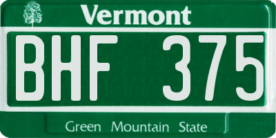 VT license plate BHF375
