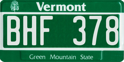 VT license plate BHF378
