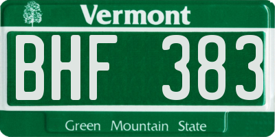 VT license plate BHF383