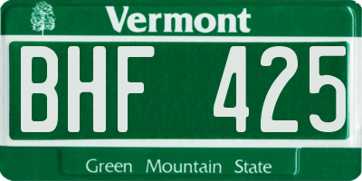 VT license plate BHF425