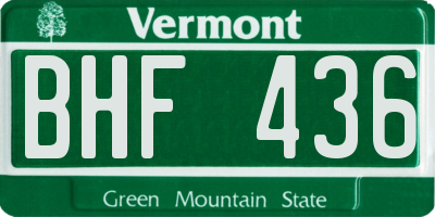 VT license plate BHF436