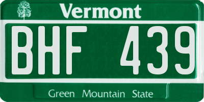 VT license plate BHF439