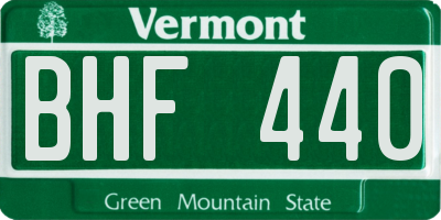 VT license plate BHF440