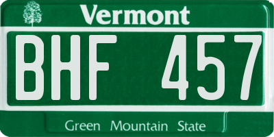 VT license plate BHF457