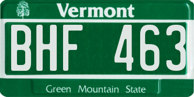 VT license plate BHF463